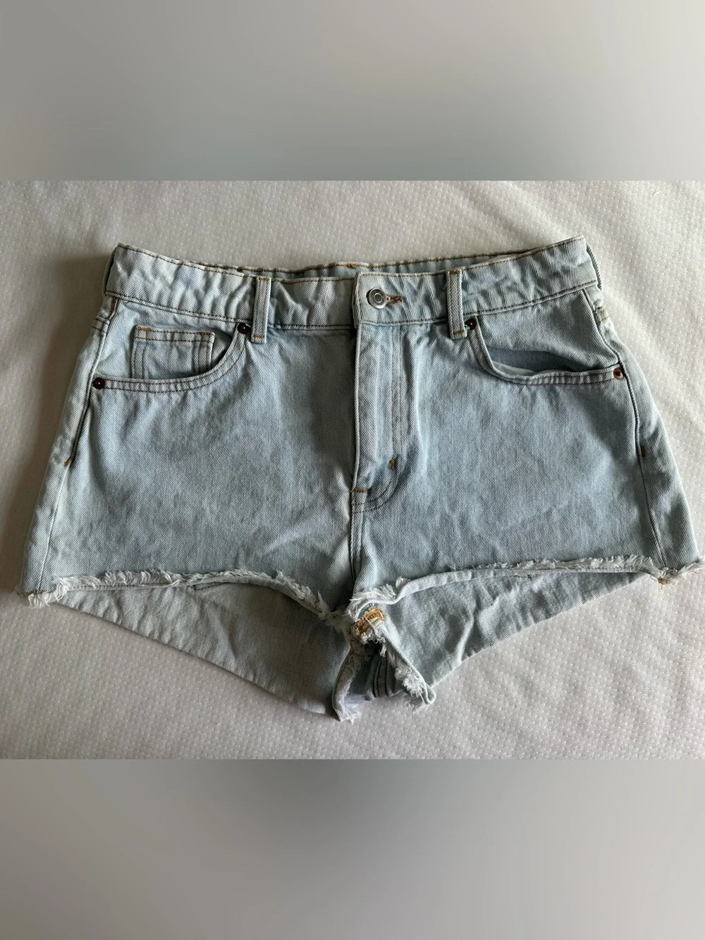 H&M Light Blue Denim High-Rise Cutoff Shorts